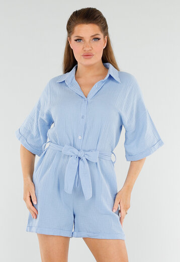 Lichtblauwe Playsuit met Zakken