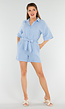 Babyblauwe Playsuit met Ceintuur, Zakken en Knoopsluiting