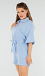 Babyblauwe Playsuit met Ceintuur, Zakken en Knoopsluiting