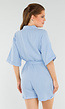 Babyblauwe Playsuit met Ceintuur, Zakken en Knoopsluiting