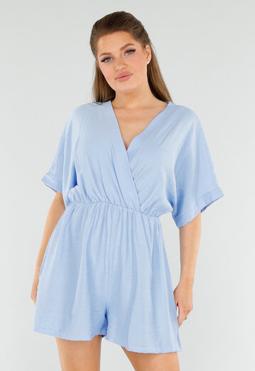 Lichtblauwe V-Hals Playsuit