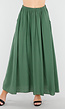 Mosgroene Linnenlook Maxi Rok met Zakken en Elastische Tailleband