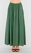 Mosgroene Linnenlook Maxi Rok met Zakken en Elastische Tailleband