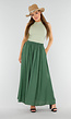 Mosgroene Linnenlook Maxi Rok met Zakken en Elastische Tailleband