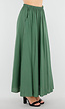 Mosgroene Linnenlook Maxi Rok met Zakken en Elastische Tailleband
