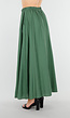 Mosgroene Linnenlook Maxi Rok met Zakken en Elastische Tailleband