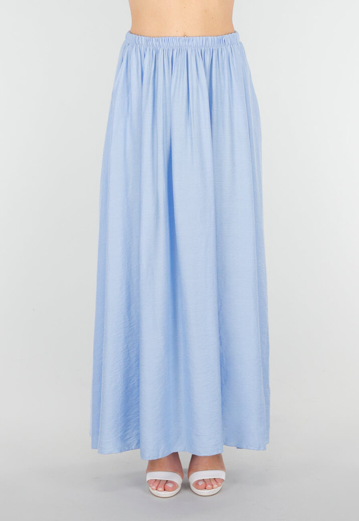 Maxi Rok in Lichtblauw met Elastische Tailleband