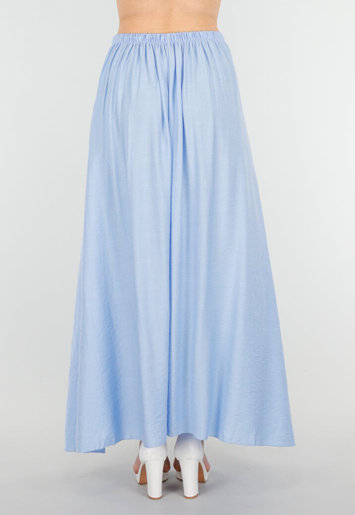 Maxi Rok in Lichtblauw met Elastische Tailleband