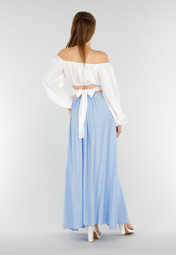 Maxi Rok in Lichtblauw met Elastische Tailleband