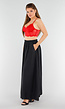 Zwarte Linnenlook Maxi Rok met Elastische Tailleband