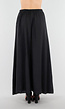 Zwarte Linnenlook Maxi Rok met Elastische Tailleband
