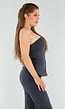 Antraciet Strapless Top Met Knoopsluiting en Getailleerde Fit