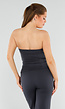 Antraciet Strapless Top Met Knoopsluiting en Getailleerde Fit