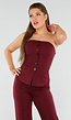 Bordeaux Strapless Korsettop met Knopen en Giletlook