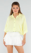 Lichtgele Katoenen Blouse met Knoopjes en Vleermouwen
