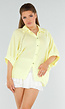 Lichtgele Katoenen Blouse met Knoopjes en Vleermouwen