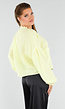 Butter Yellow Knoopblouse met Hartvormige Broderiezakken en Striksluiting