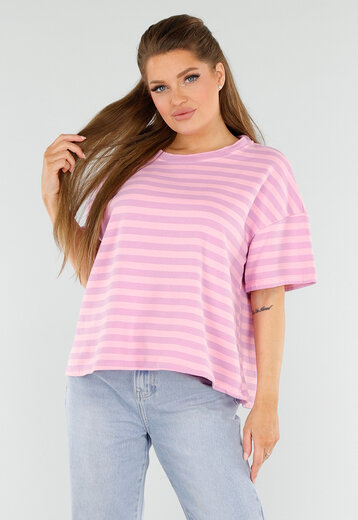 OP=OP! Gestreept T-Shirt in Lichtroze en Lila