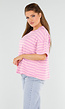 Lila en Lichtroze Gestreepte Top met Ronde Hals