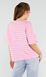 Lila en Lichtroze Gestreepte Top met Ronde Hals