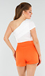 Witte One-Shoulder Top Met Plooien en Stretch