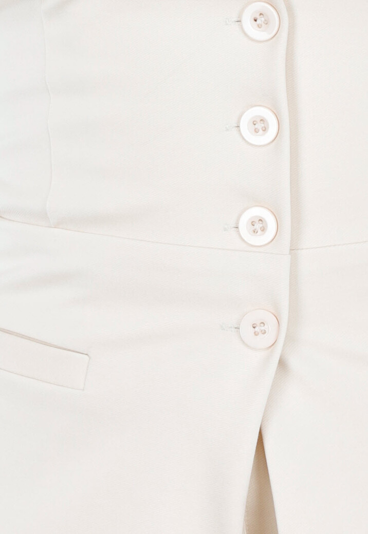 Strapless Giletlook Top met Knopen in Beige