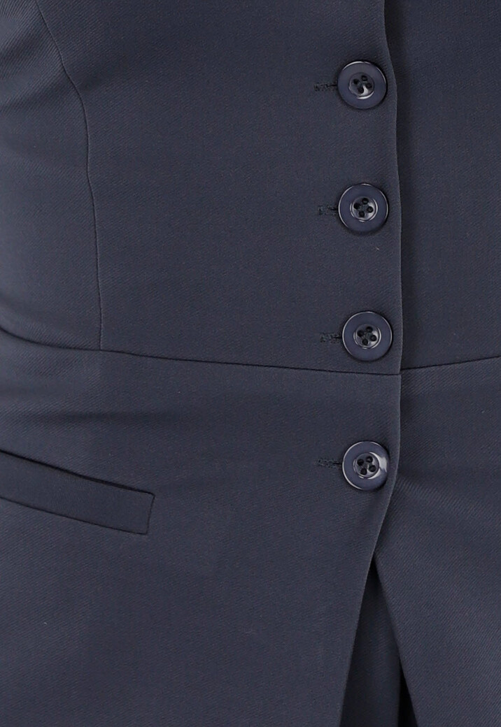 Antraciet Strapless Top Met Knoopsluiting en Getailleerde Fit