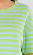 Groen en Blauw Gestreepte Oversized Top met Ronde Hals