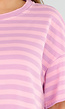 Lila en Lichtroze Gestreepte Top met Ronde Hals