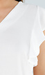 Witte Top met V-Hals en Ruchemouwen
