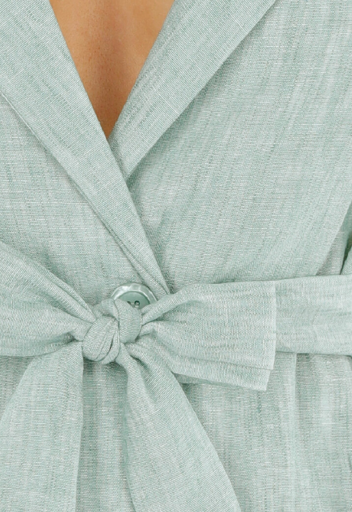 Lichtgroene Linnenlook Blazerset met Short, Zakken en Ceintuur