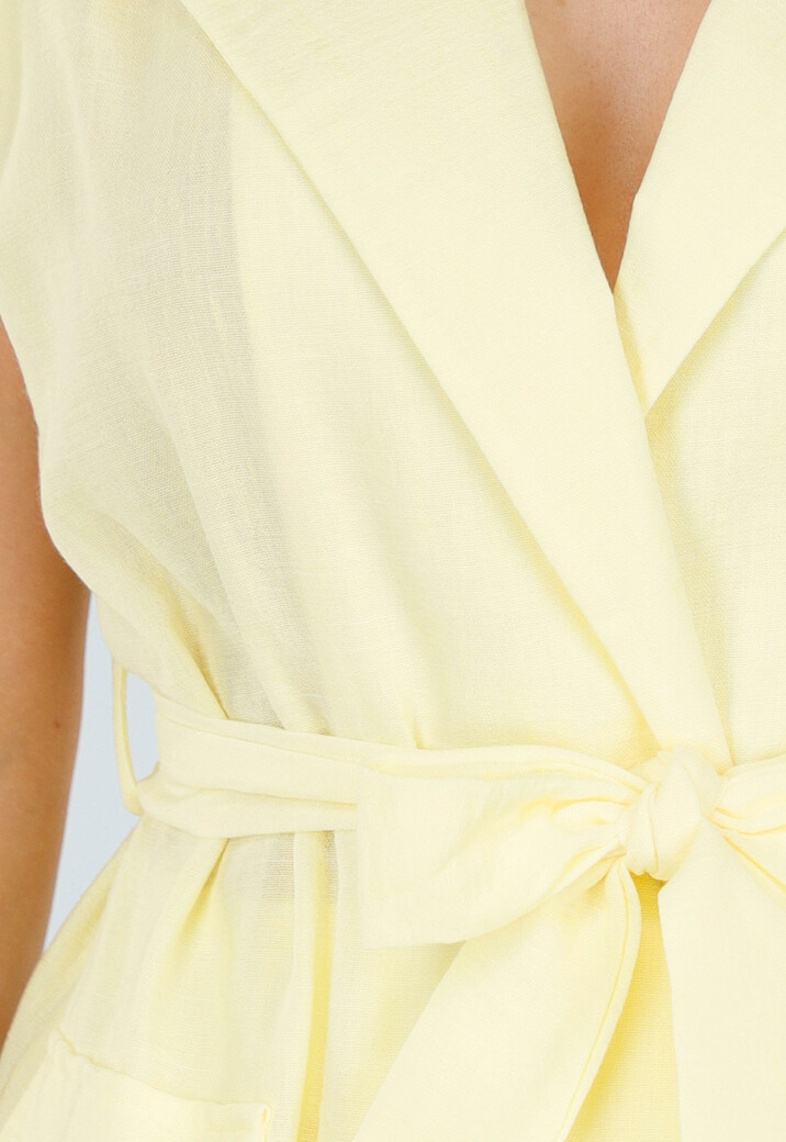 Butter Yellow Blazerset met Short en Zakken