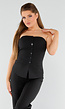 Zwarte Strapless Gilettop met Knopen