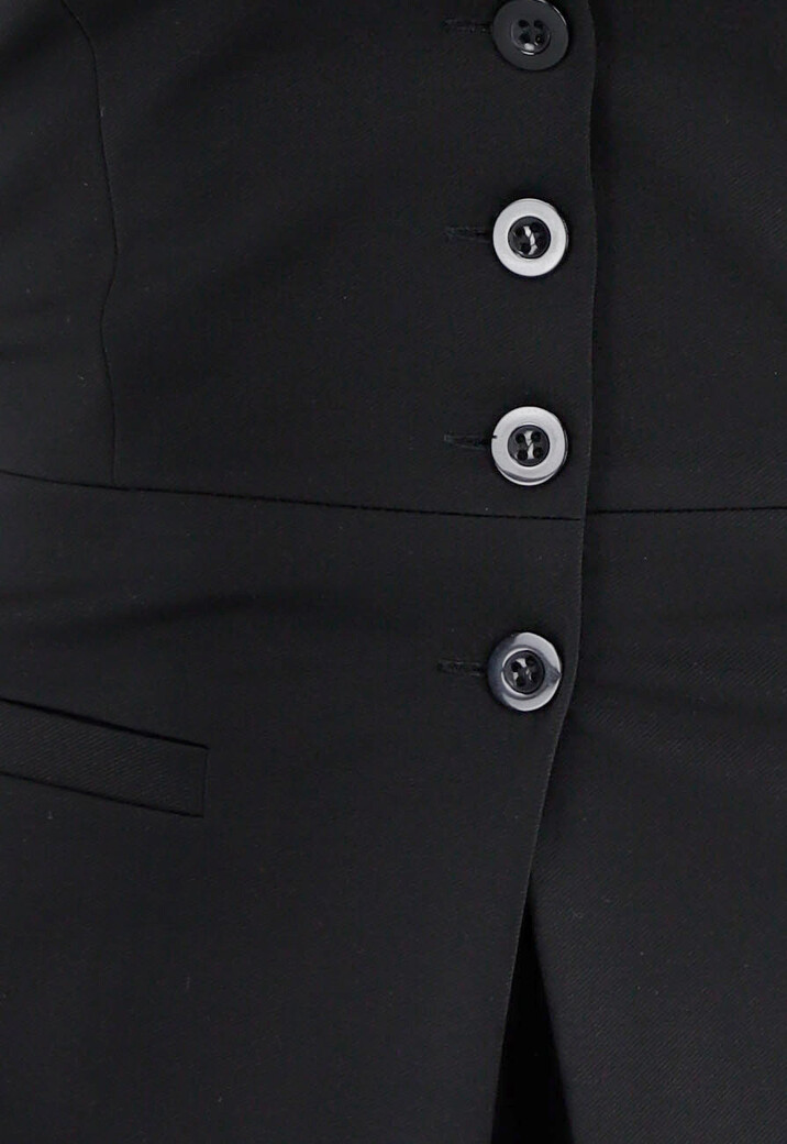 Zwarte Strapless Gilettop met Knopen