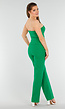 Groene Strapless Gilettop met Knopen en Elastische Band