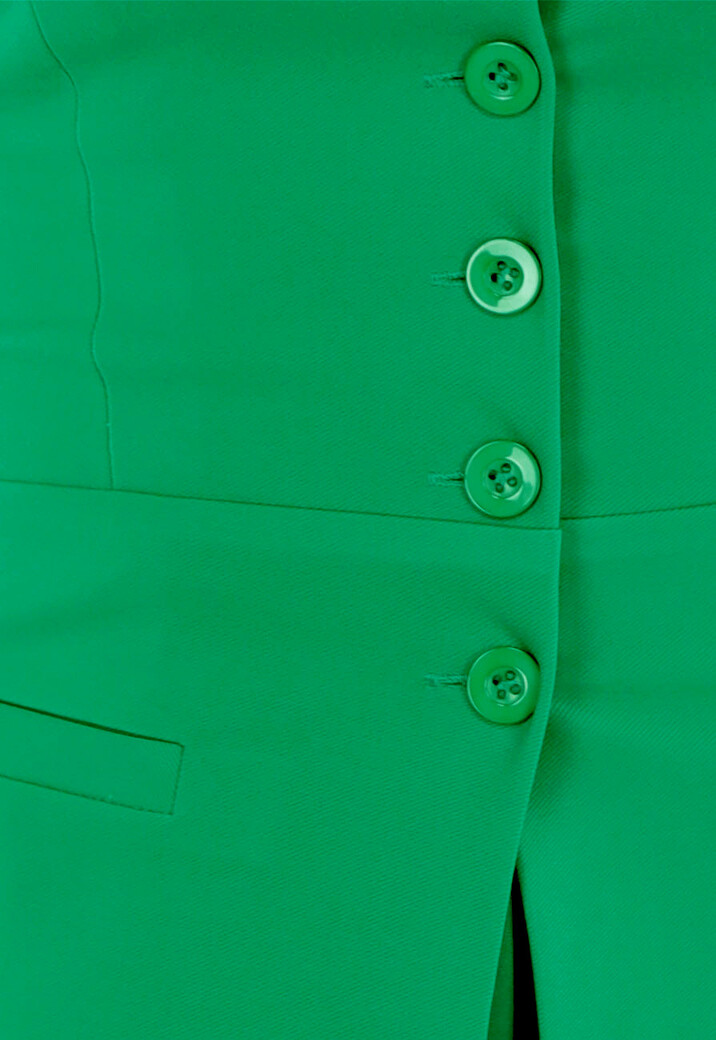 Groene Strapless Gilettop met Knopen en Elastische Band