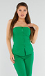 Groene Strapless Gilettop met Knopen en Elastische Band