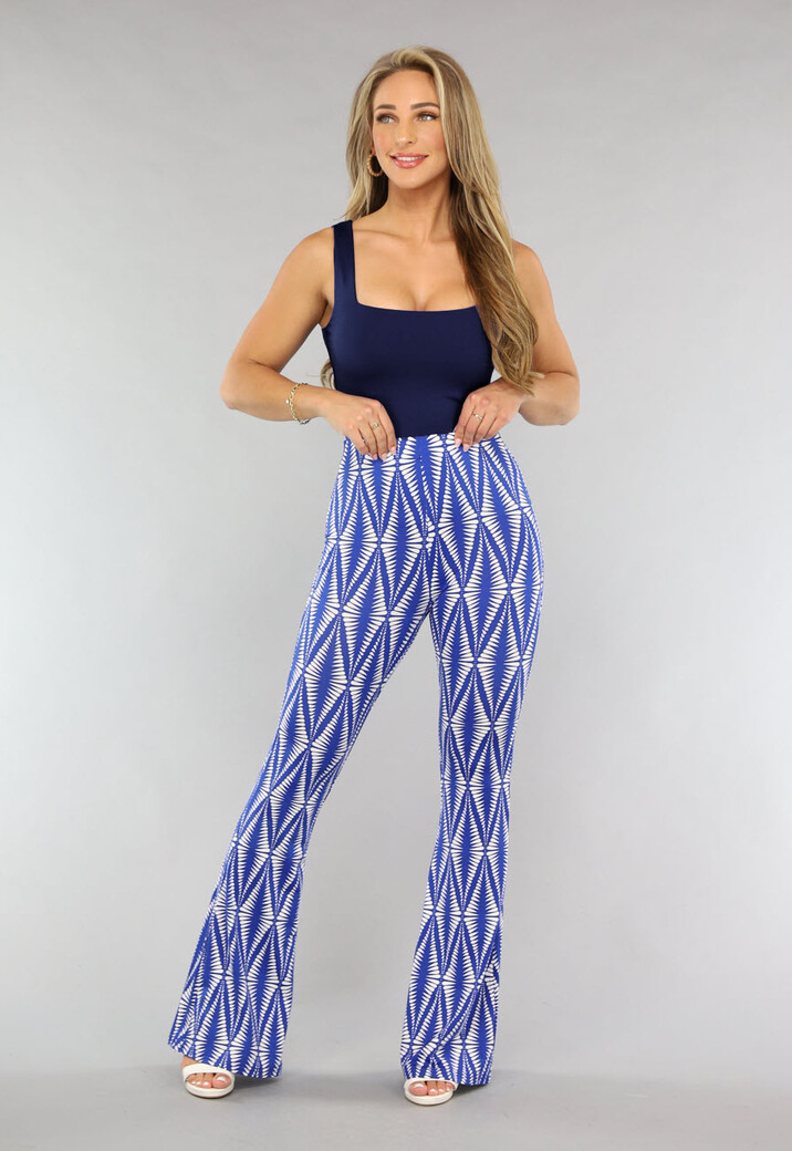 Royaal Blauwe Top van Stretch Stof