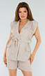 Taupe 2-Delige Set met Mouwloze Blazer en High Waist Short