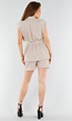 Taupe 2-Delige Set met Mouwloze Blazer en High Waist Short