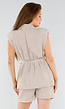 Taupe 2-Delige Set met Mouwloze Blazer en High Waist Short