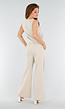 Beige 2-Piece Set met Wijde Broek en Striksluitingen