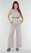 Grijze 2-Piece Set met Mouwloze Top en Wijde Rechte Broek