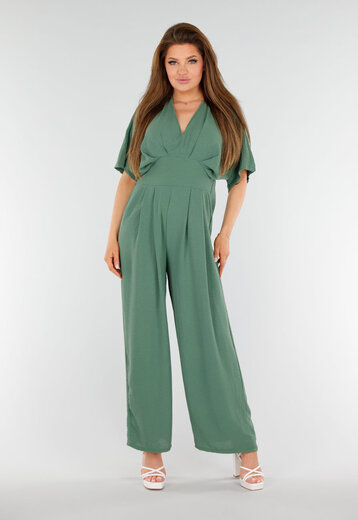 Mosgroene Jumpsuit met V-Hals