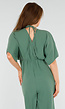 Groene Wijde Jumpsuit met V-Hals en Striksluiting op de Rug