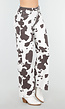 Wit-Bruine Koeienprint Jeans met Rechte Pijpen en High Waist