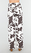 Wit-Bruine Koeienprint Jeans met Rechte Pijpen en High Waist