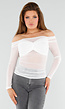 Stretch Off-Shoulder Top in Wit met Meshlook