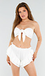 Witte 2-Piece Set met Bandeau Top en Ruches Short