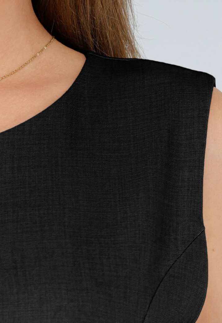 Zwarte 2-Piece Set met Mouwloze Top en Rechte Wijde Broek